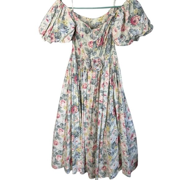 Vintage Jessica McClintock Bridal Rose Print with Rosette Detail Dress size 0 - Picture 2 of 10